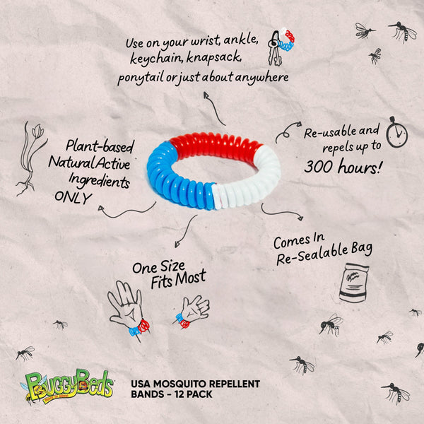 USA Mosquito Repellent Bands - 12 Pack